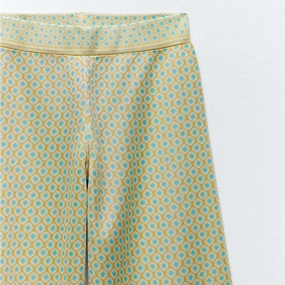 ZARA DIAMOND JACQUARD KNIT PANTS SIZE M - Picture 14 of 16